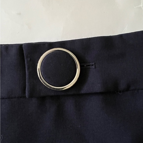 Tory Burch Navy Blue Wool Blend Wide Leg Cuffed Trousers Size 4 - Picture 3 of 11